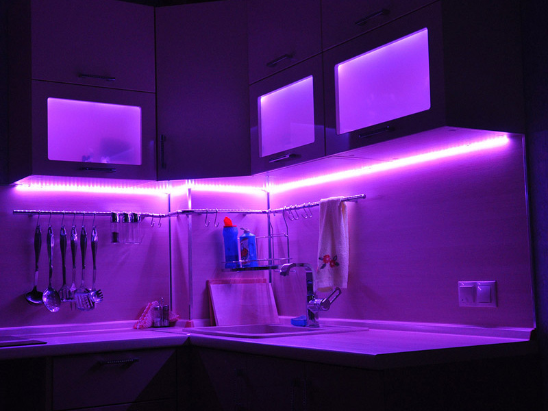violet lighting for the kitchen.