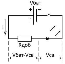 Schematic diagram of the current limiting resistor.