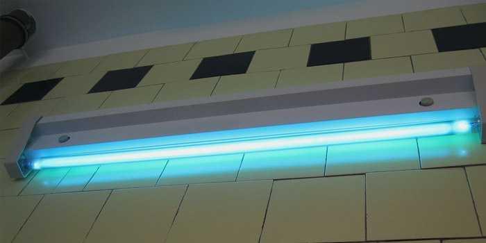 UV lamp in operation. Room disinfection