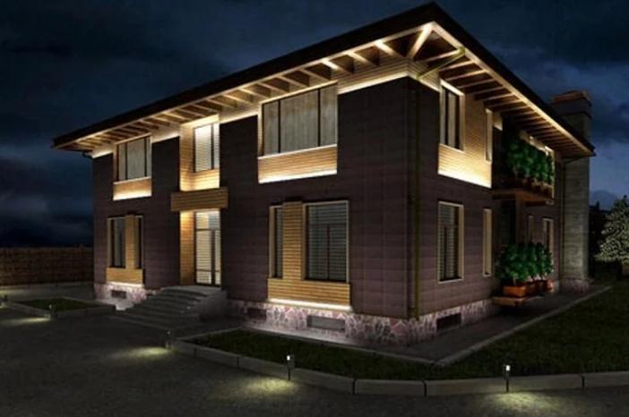 Facade lighting device of the country house