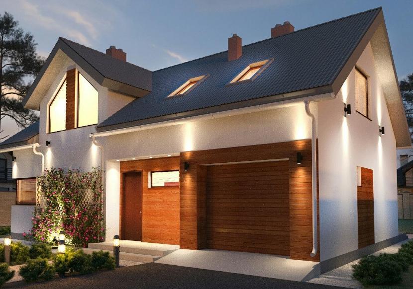 The device facade lighting of the country house