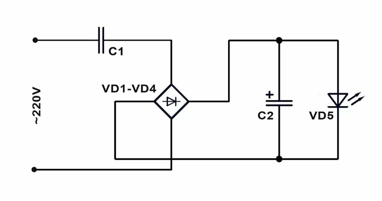 Mains voltage is fed to the