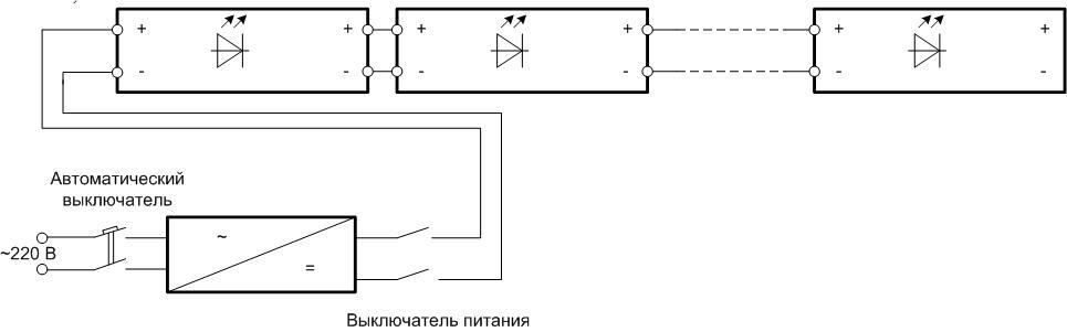 Diagram for connecting short segments of the LED-tape.