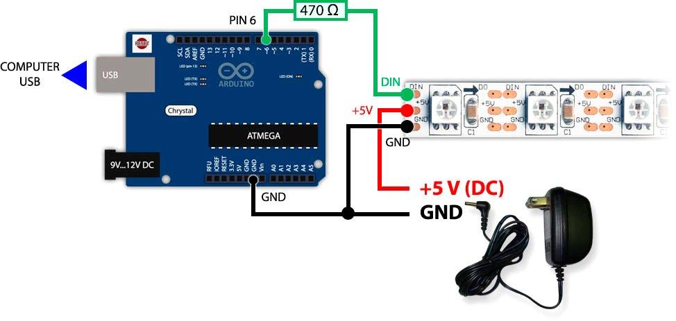 WS2812B wiring diagram.