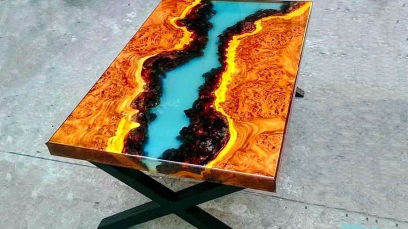 Interesting wood and epoxy light fixtures