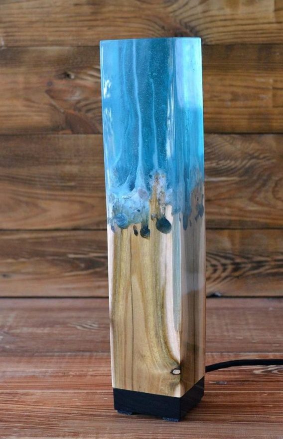 Interesting wood and epoxy light fixtures