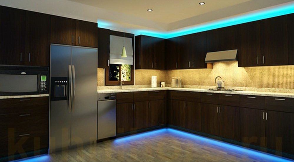 Lighting installed at the base of the headset