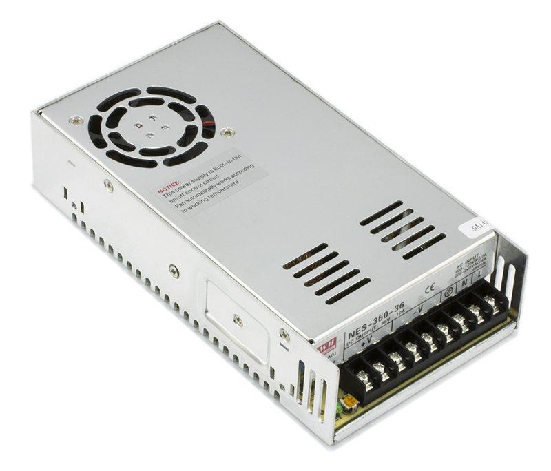 Power supply with forced cooling.