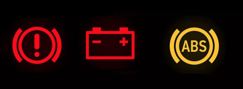 Display of light bulbs on the dashboard