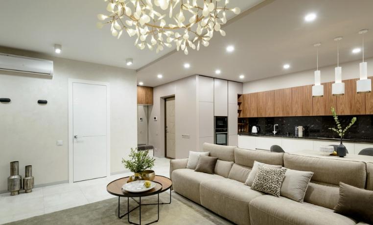 Lighting a kitchen living room in a modern style