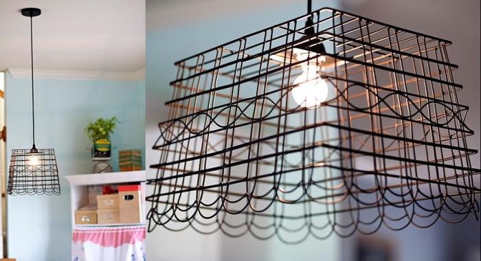 Metal basket for lamp shade.