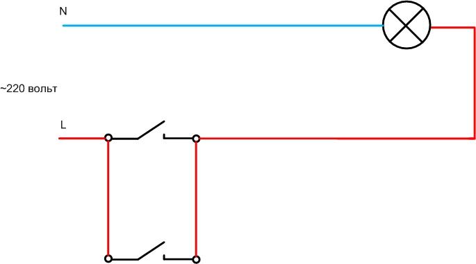 How to connect a light bulb to two switches